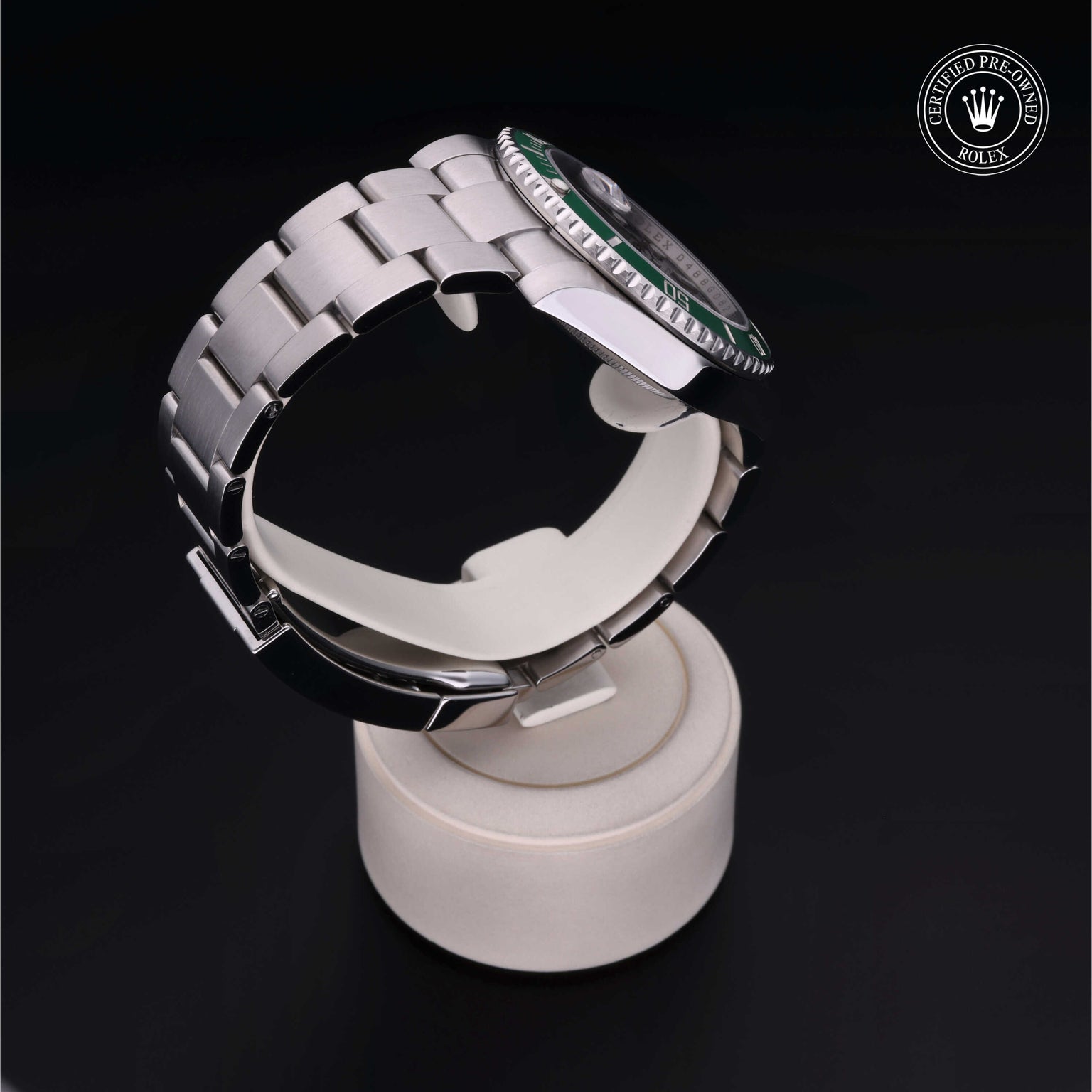 Rolex Certified Pre-owned Submariner M116610LV-0002 front on black background