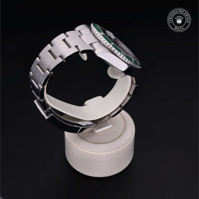 Rolex Certified Pre-owned Submariner M116610LV-0002 front on black background