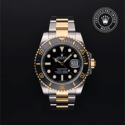Rolex Certified Pre-owned Submariner M116613LN-0001 front on black background