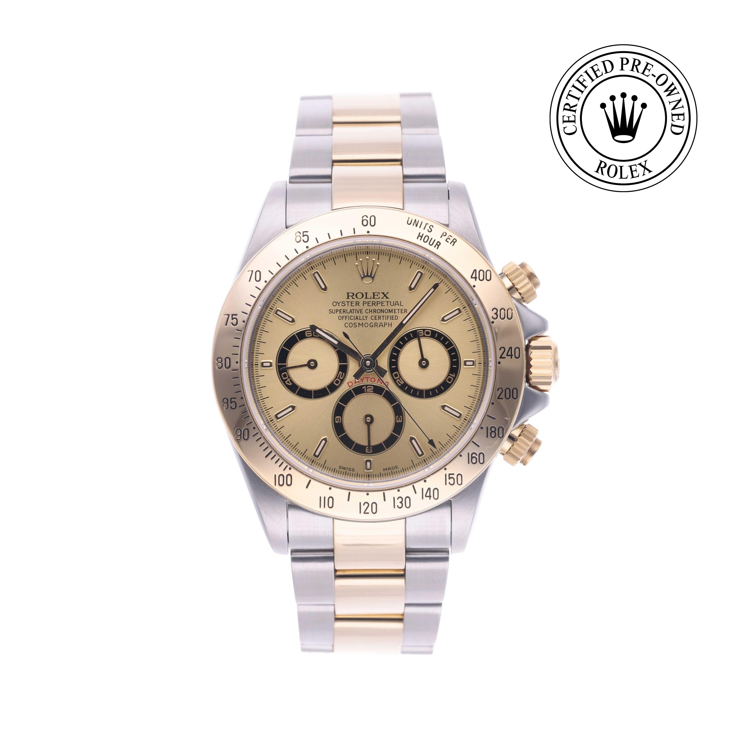 Rolex Certified Pre-owned Daytona M16523-0002 front on white background