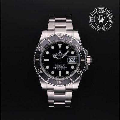 Rolex CPO Submariner M116610LN front on white background