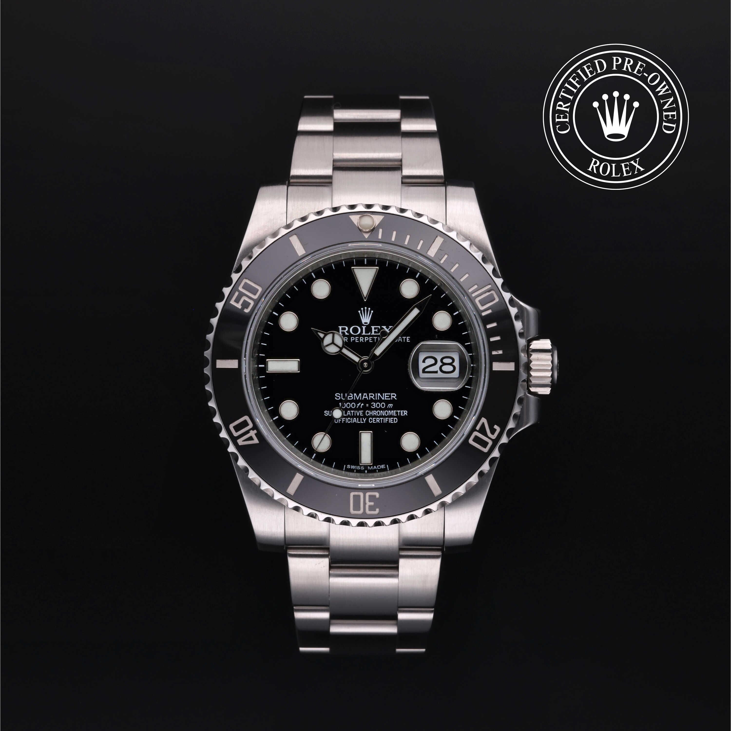 Rolex CPO Submariner M116610LN front on white background