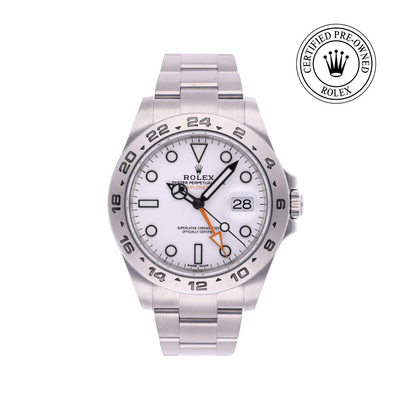 Rolex Certified Pre-owned Explorer M216570-0001 front on white background