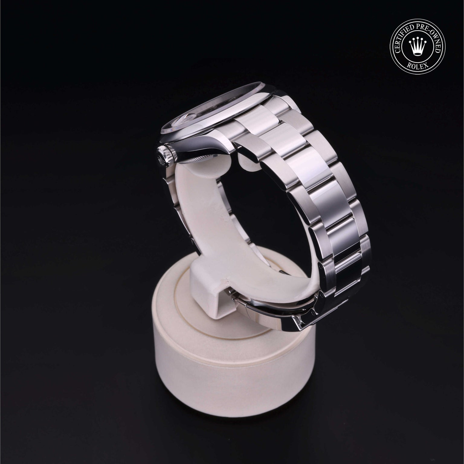 Rolex Certified Pre-owned Datejust M126200-0004 front on black background
