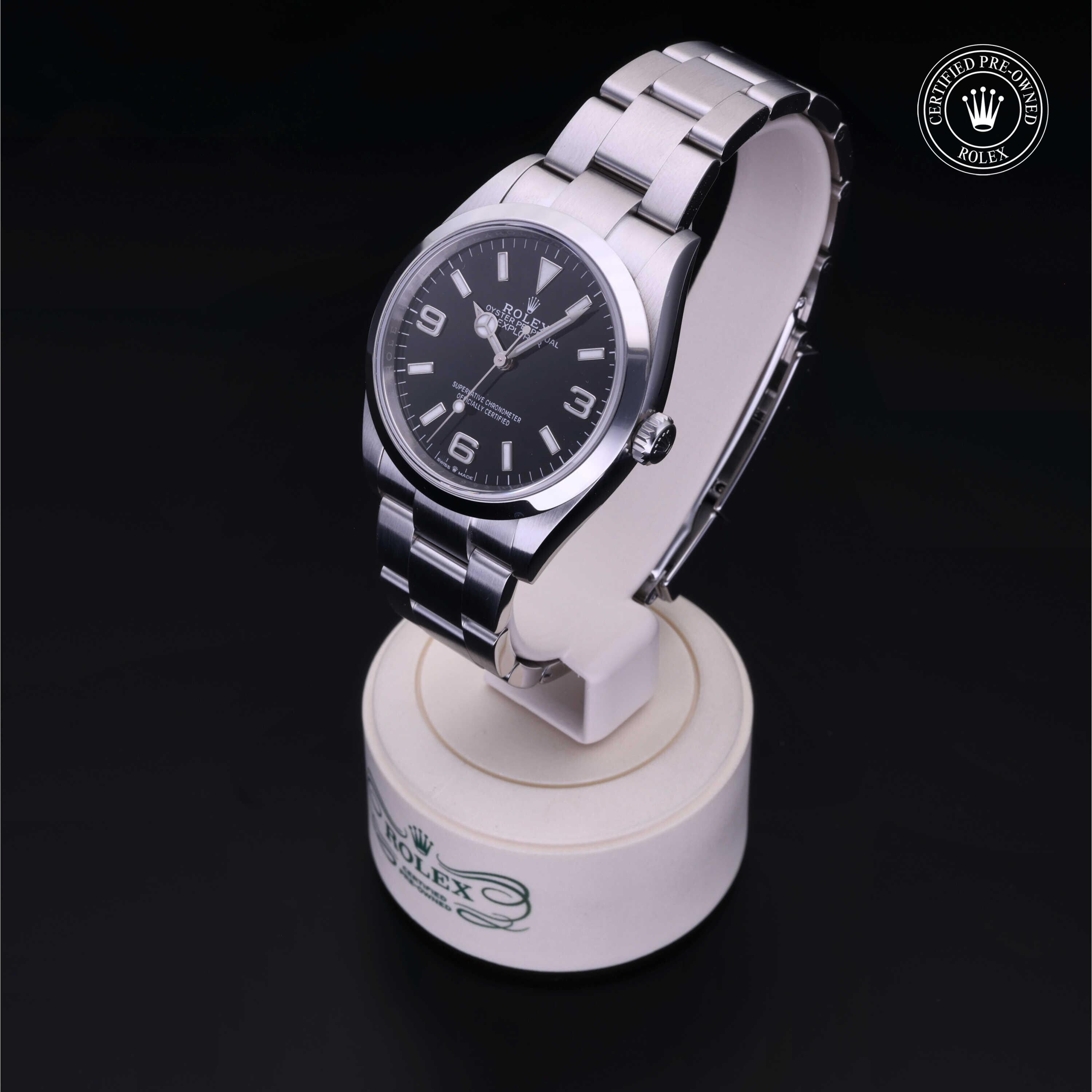 Rolex CPO Oyster Perpetual 124270 front on white background