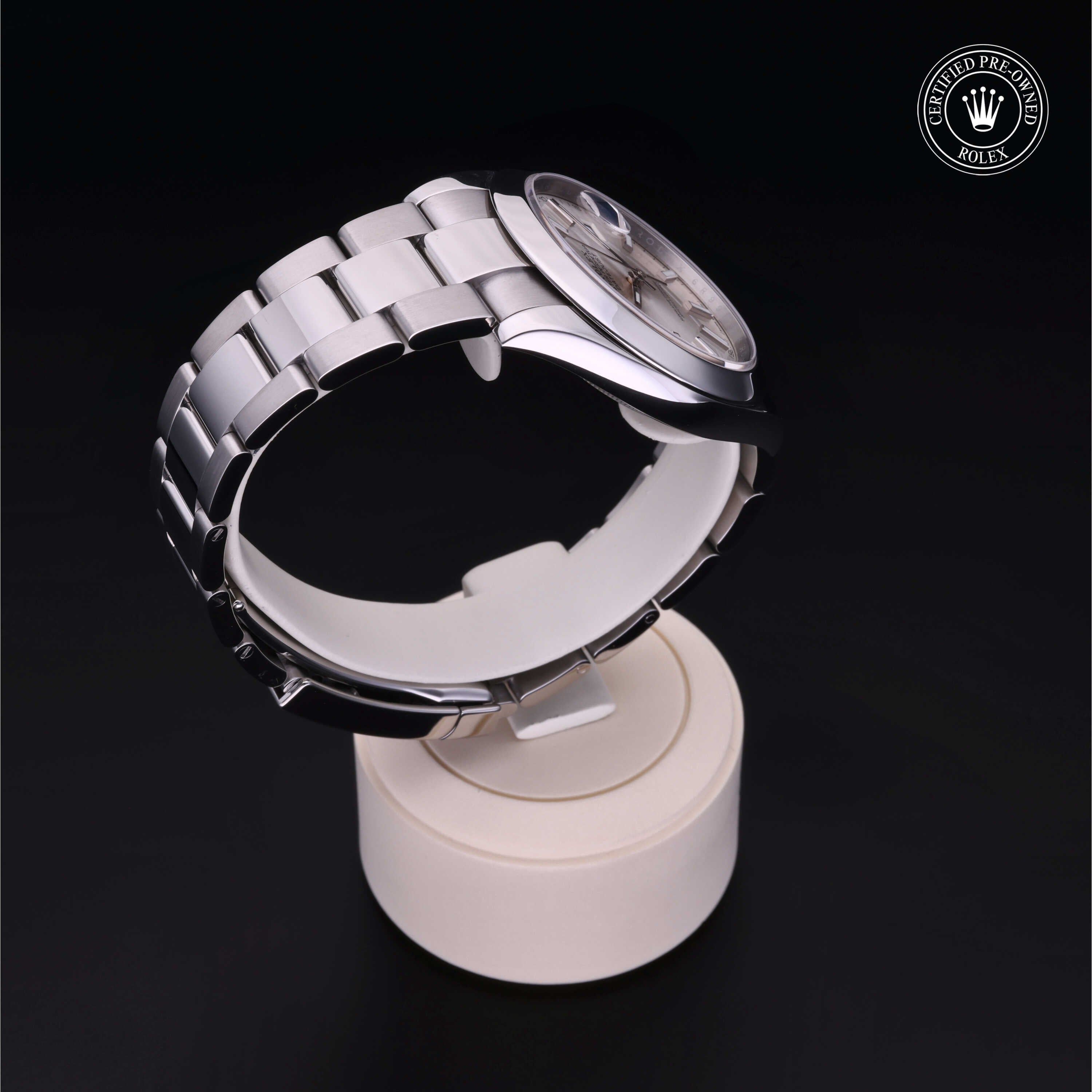 Rolex Certified Pre-owned Datejust M126300-0003 front on black background