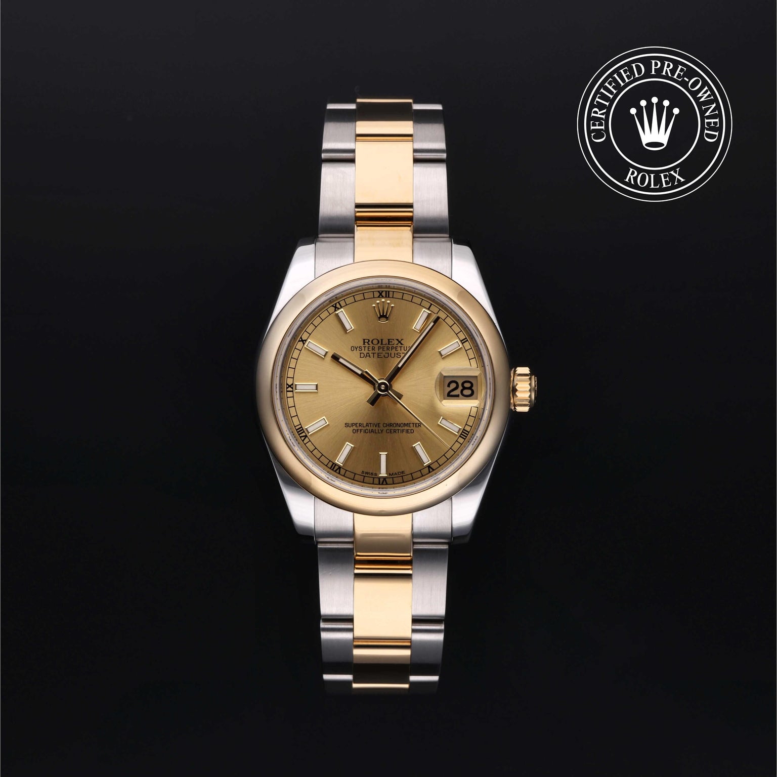 Rolex CPO Lady Datejust M178243 front on white background