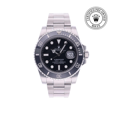 Rolex CPO Submariner M116610LN front on white background
