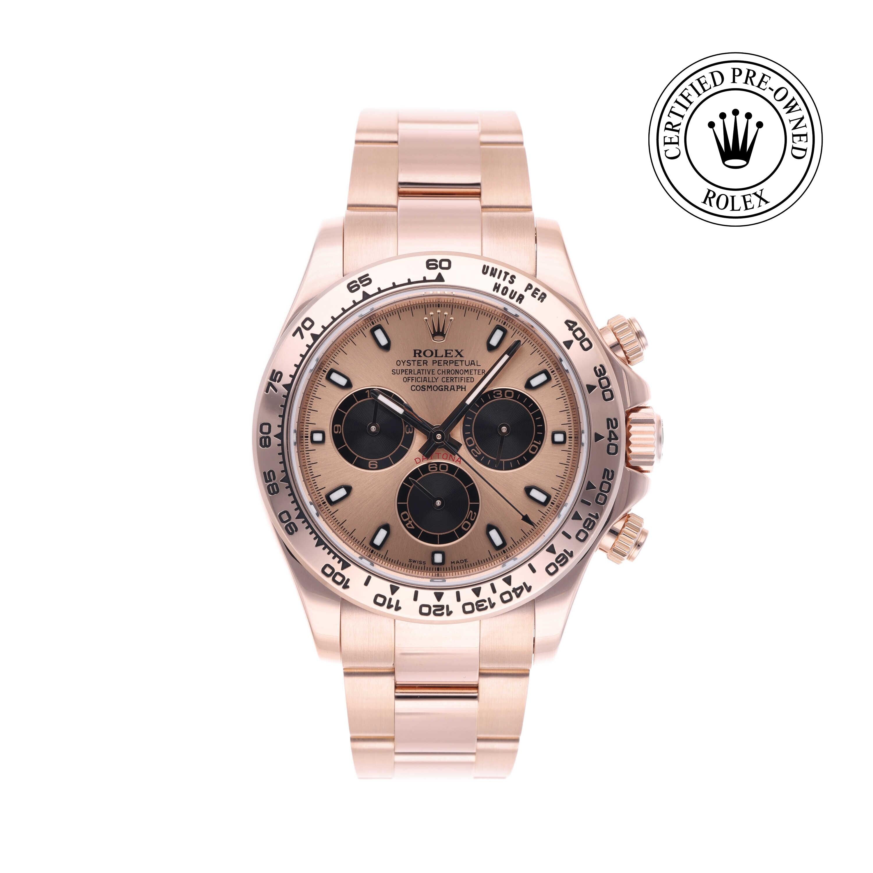 Rolex Certified Pre-owned Daytona M116505-0001 front on white background