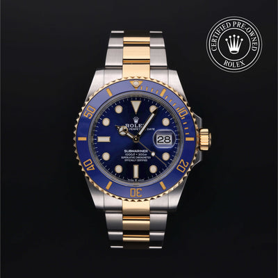 Rolex Certified Pre-owned Submariner M126613LB-0002 front on black background