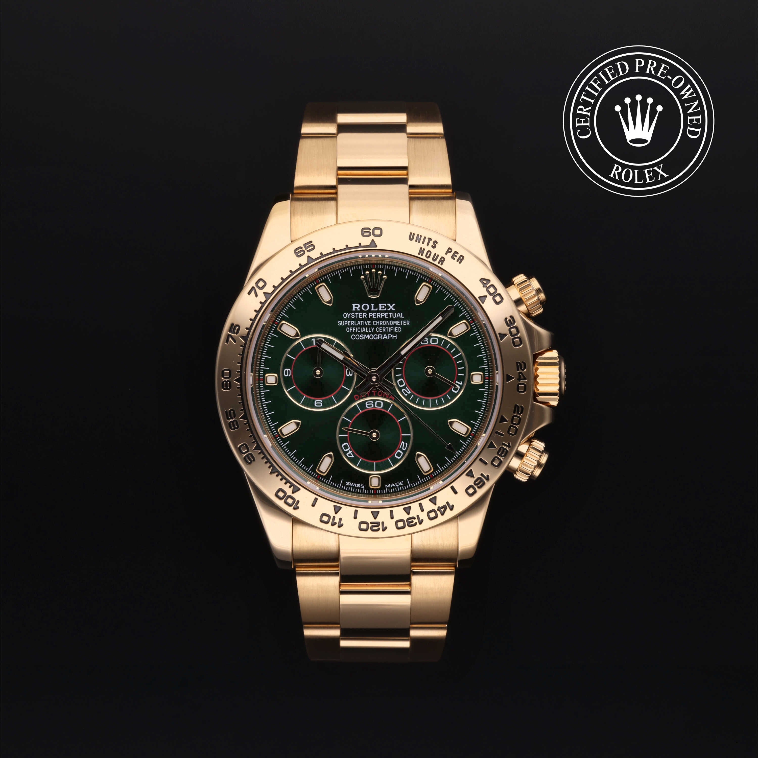 Rolex Certified Pre-owned Daytona M116508-0013 front on black background