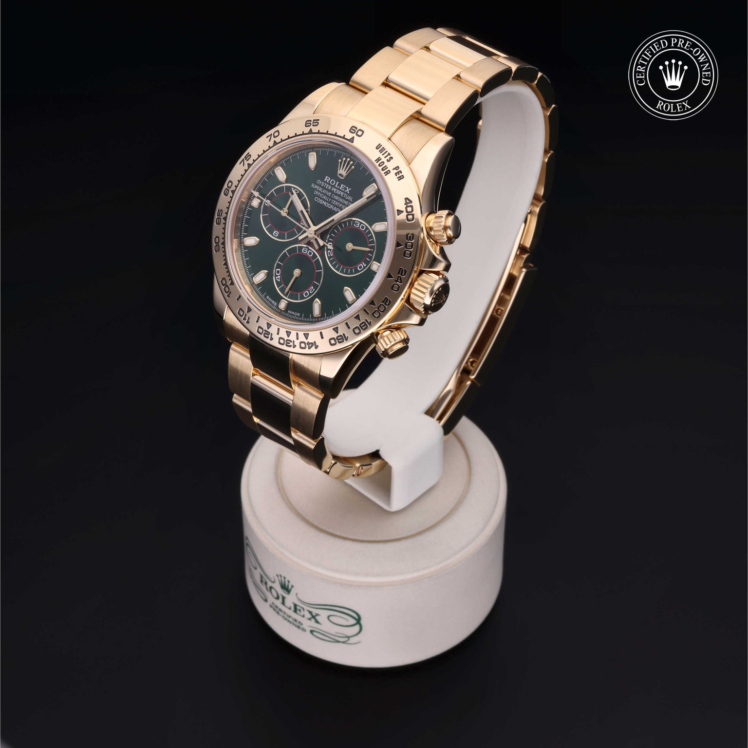 Rolex Certified Pre-owned Daytona M116508-0013 front on black background