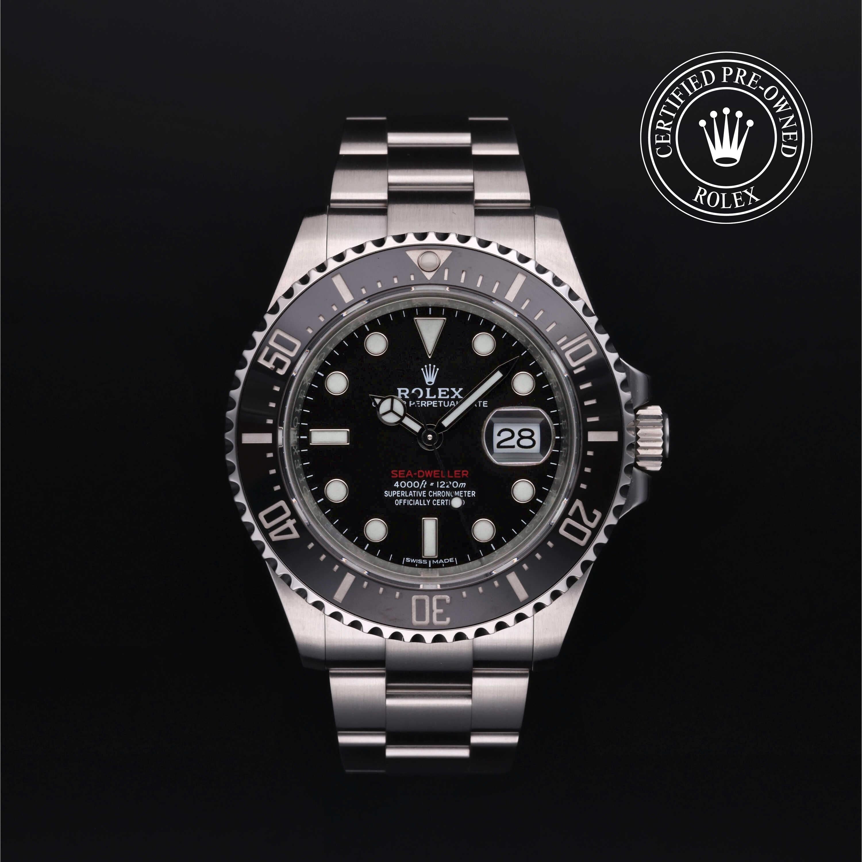 Rolex Certified Pre-owned Sea-Dweller M126600-0001 front on black background