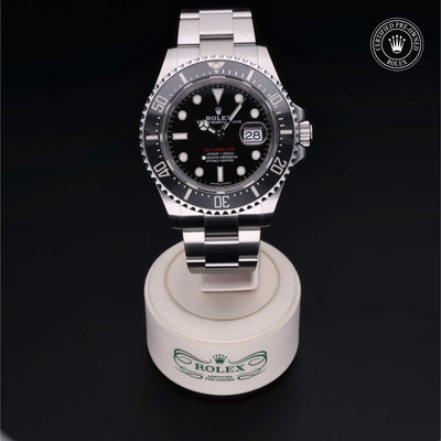 Rolex Certified Pre-owned Sea-Dweller M126600-0001 front on black background