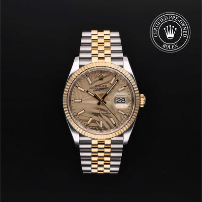 Rolex Certified Pre-owned Datejust M126233-0037 front on black background