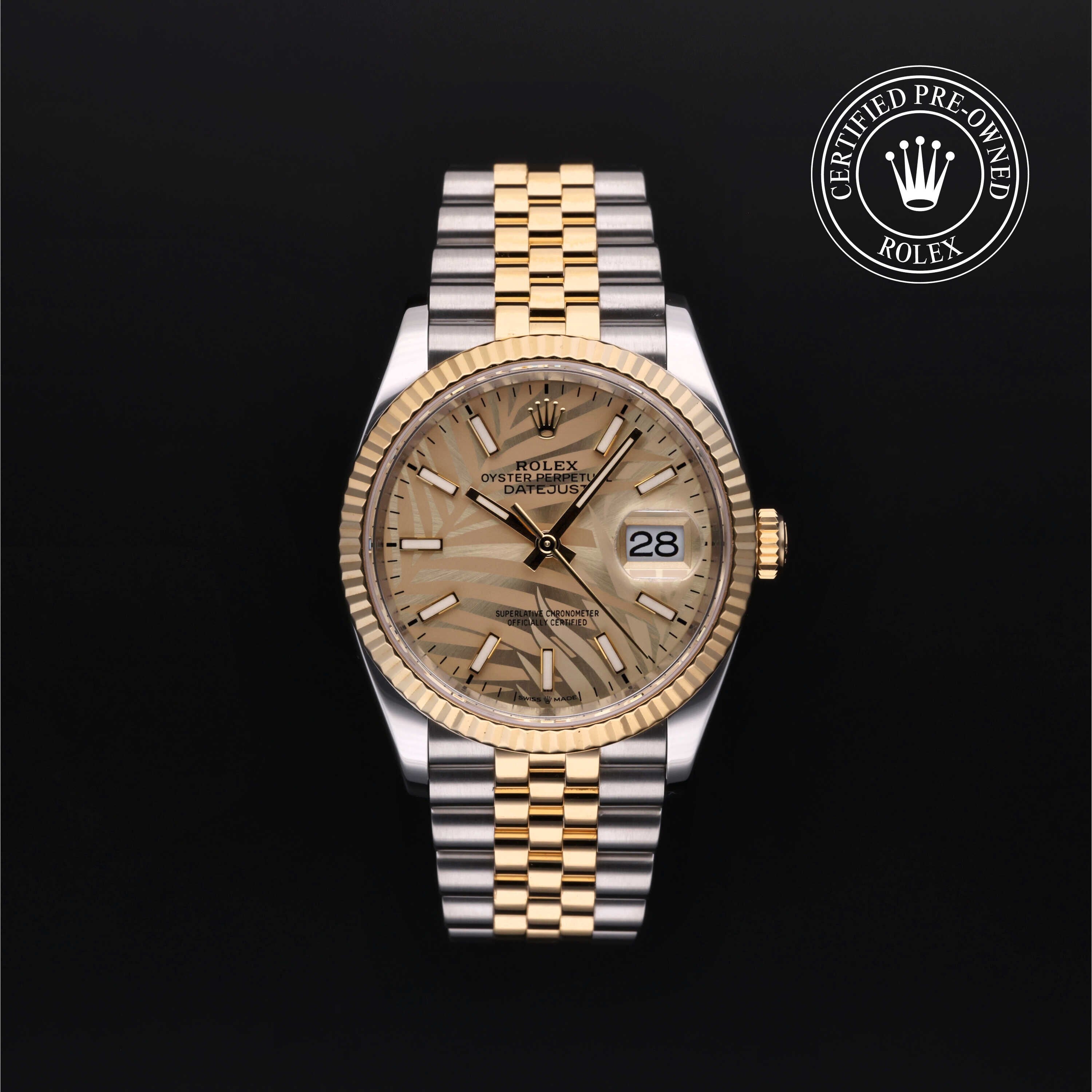 Rolex Certified Pre-owned Datejust M126233-0037 front on black background
