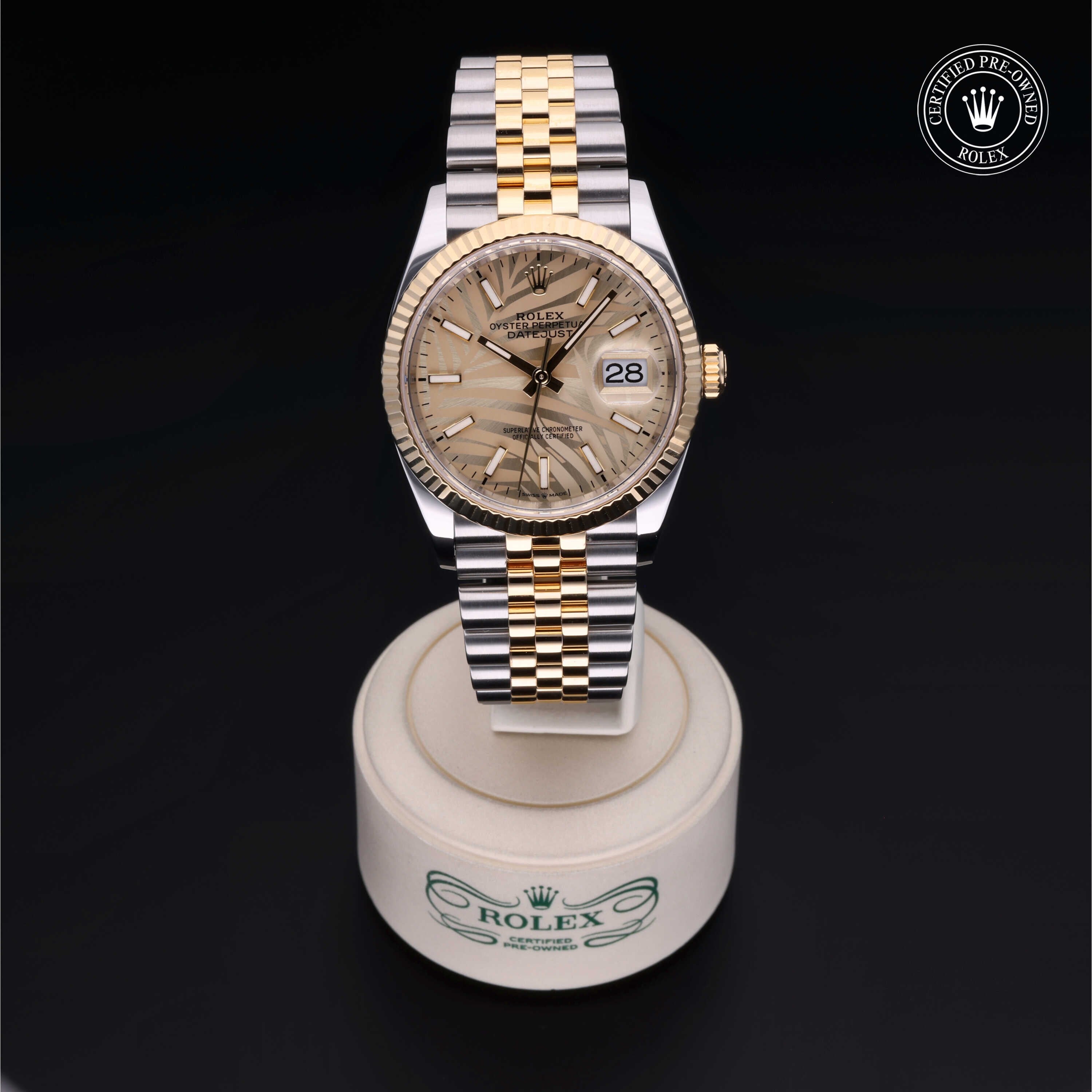 Rolex Certified Pre-owned Datejust M126233-0037 front on black background