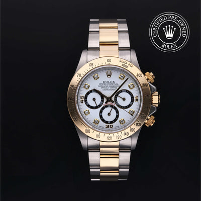 Rolex CPO Daytona M16523 front on white background