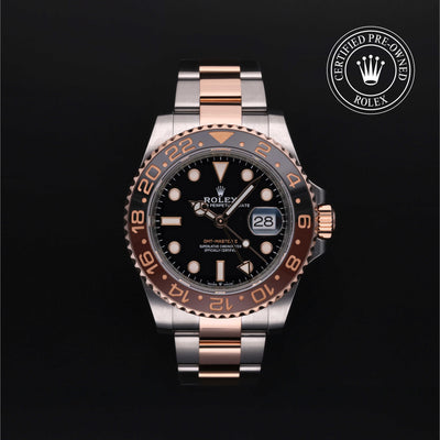 Rolex Certified Pre-owned GMT M126711CHNR-0002 front on black background
