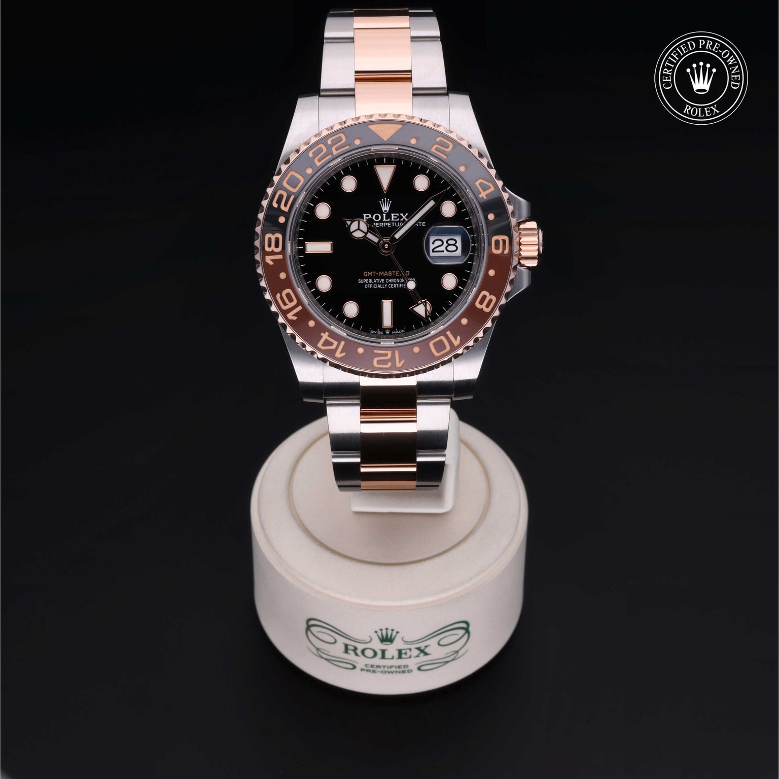 Rolex Certified Pre-owned GMT M126711CHNR-0002 front on black background