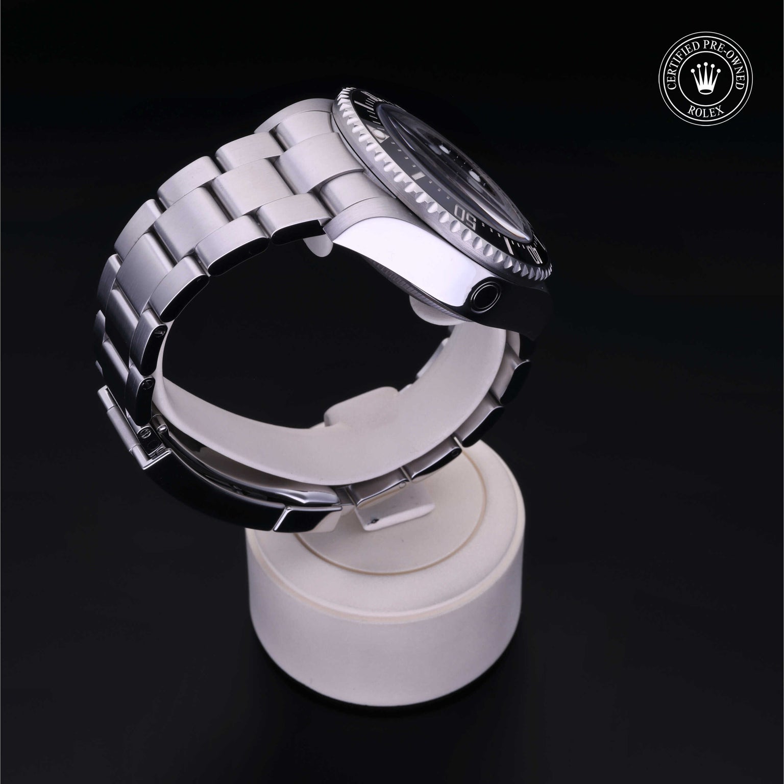 Rolex Certified Pre-owned Sea-Dweller M126660-0002 front on black background