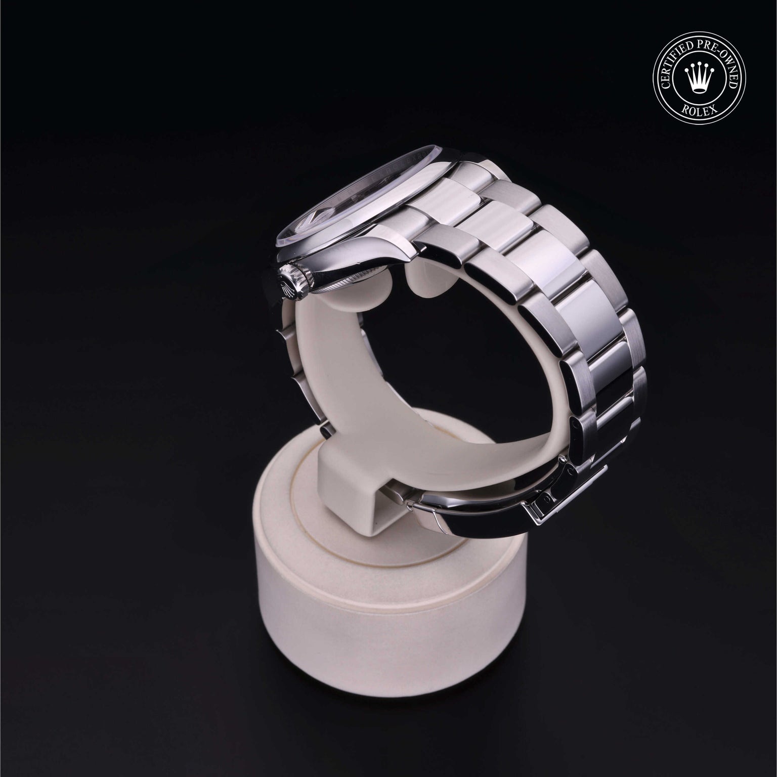 Rolex Certified Pre-owned Datejust M126200-0004 front on black background