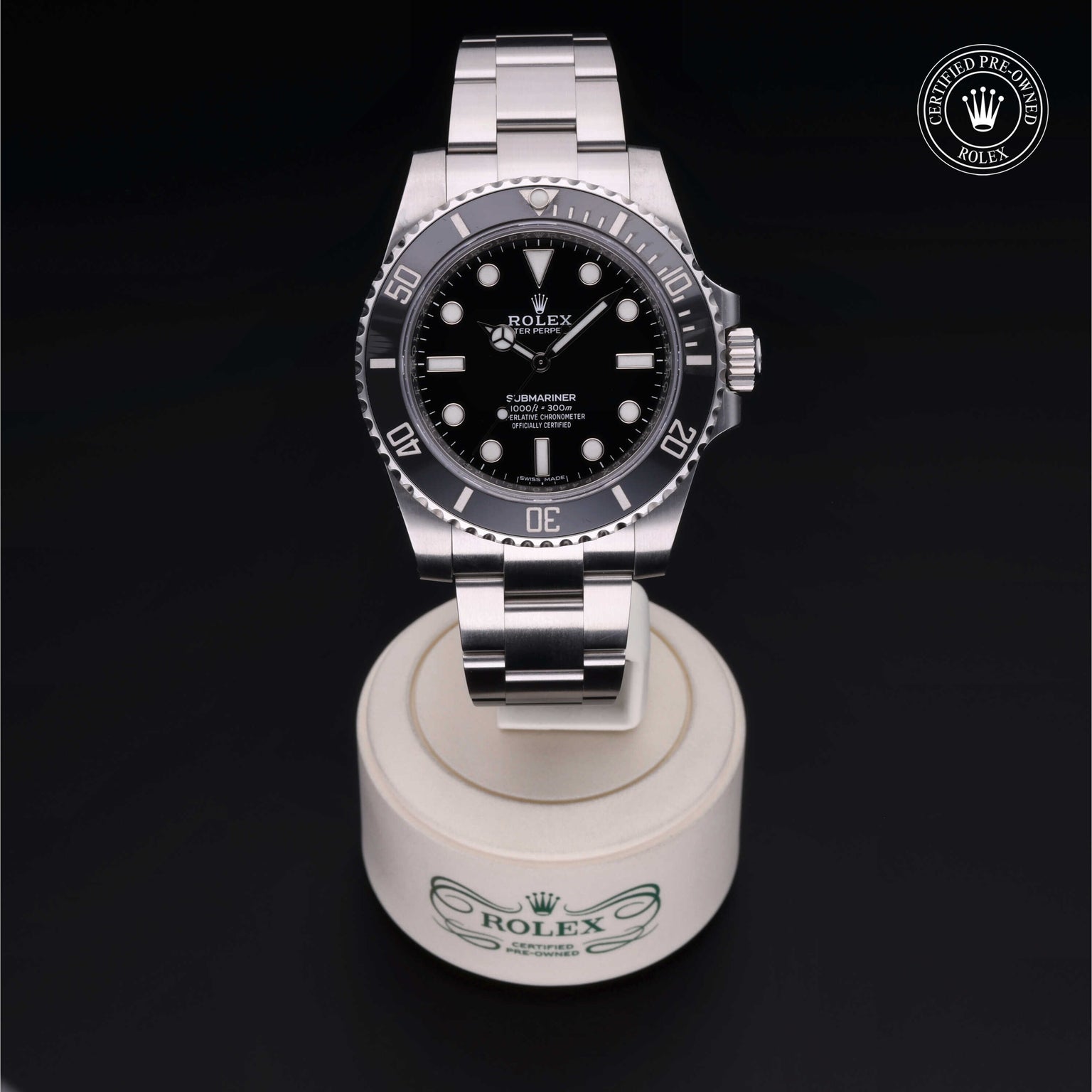 Rolex Certified Pre-owned Submariner M114060-0002 front on black background