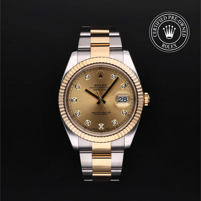 Rolex Certified Pre-owned Datejust M126333-0011 front on black background