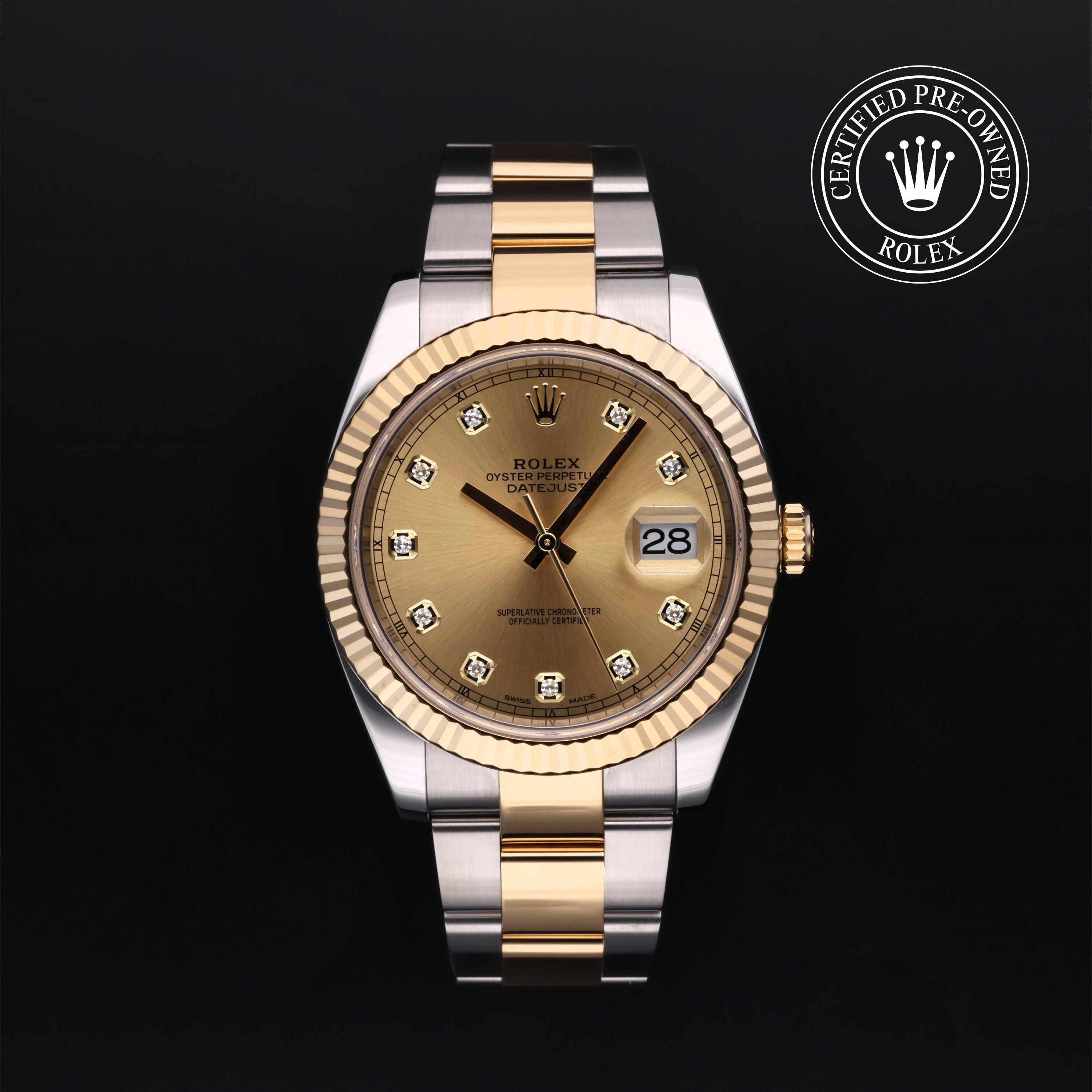 Rolex Certified Pre-owned Datejust M126333-0011 front on black background