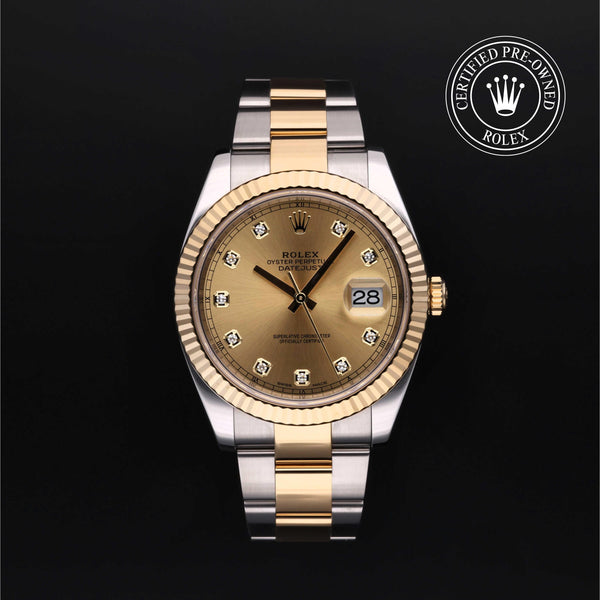Rolex Certified Pre-owned Datejust M126333-0011 front on black background