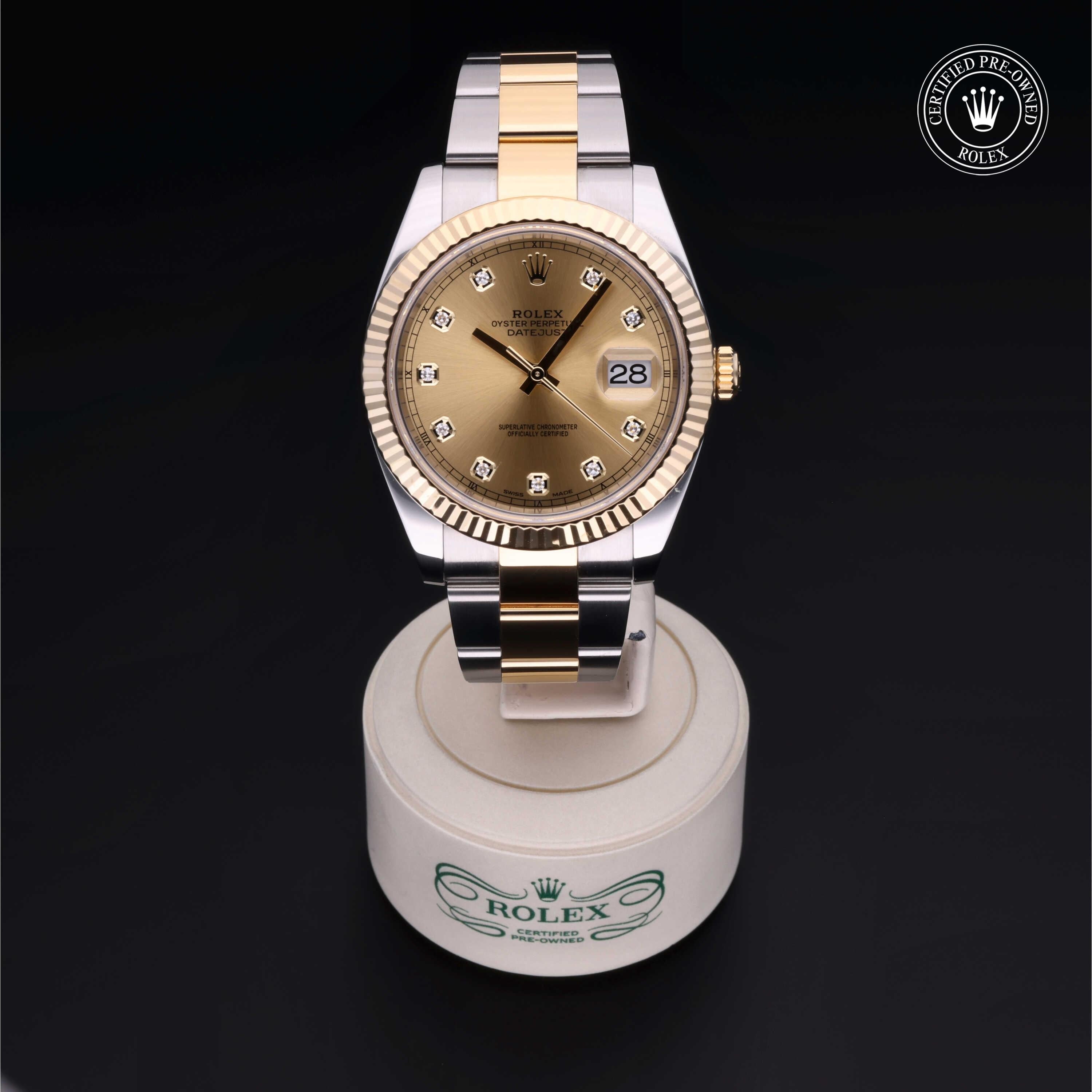 Rolex Certified Pre-owned Datejust M126333-0011 front on black background