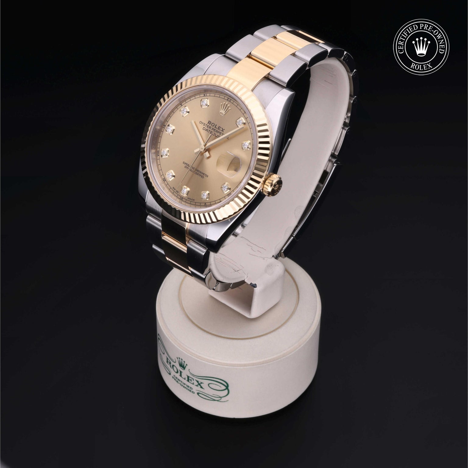 Rolex Certified Pre-owned Datejust M126333-0011 front on black background