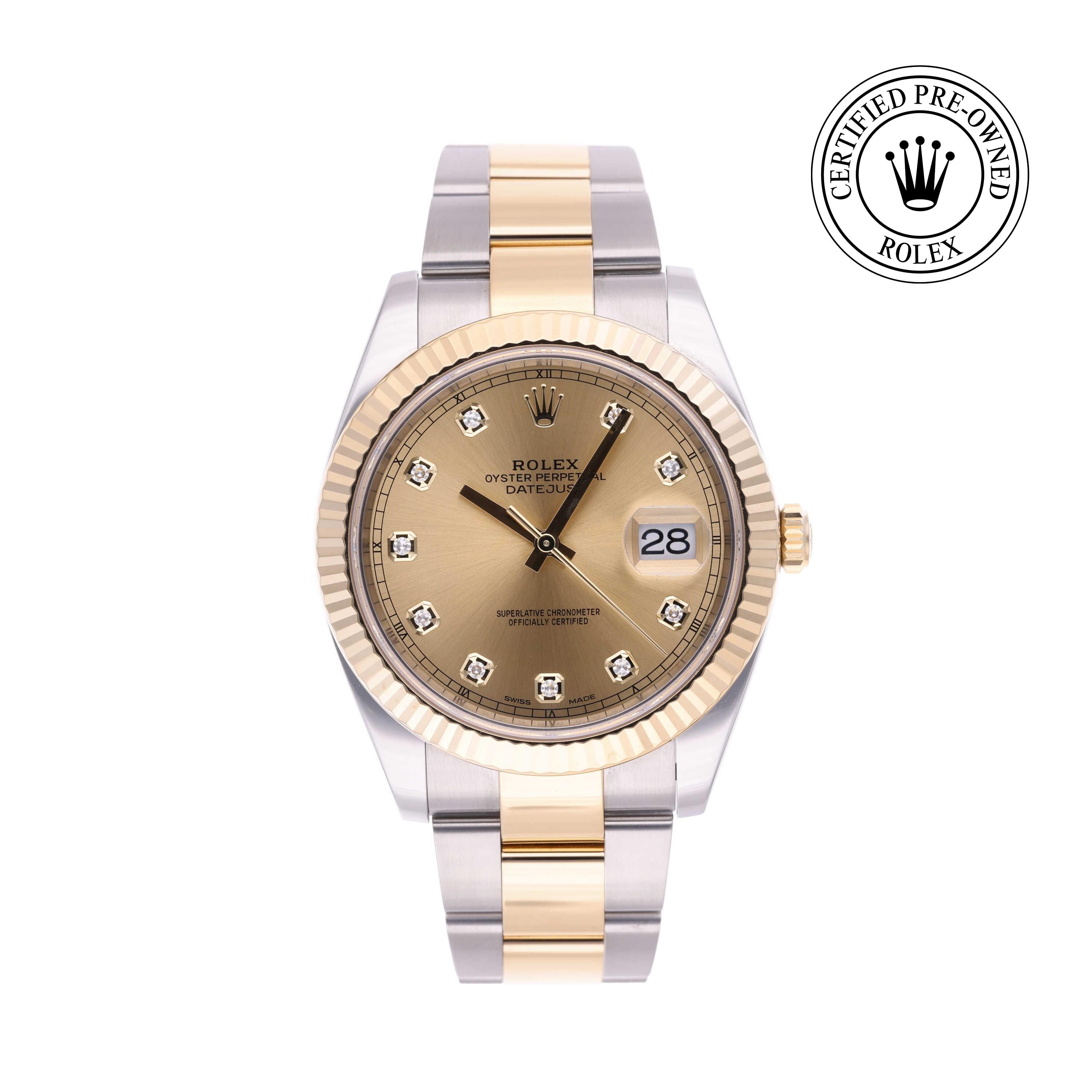 Rolex Certified Pre-owned Datejust M126333-0011 front on white background