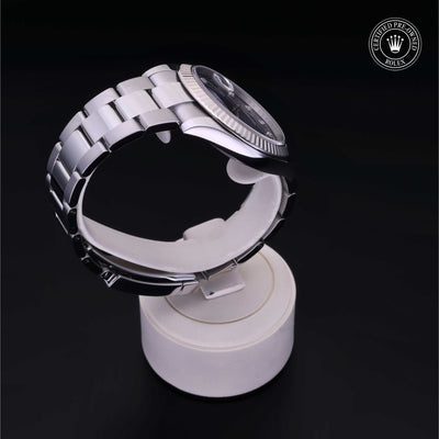 Rolex Certified Pre-owned Datejust M126334-0015 front on black background