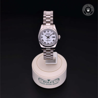 Rolex Certified Pre-owned Lady Datejust M179179-0003 front on black background