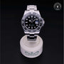 Rolex Certified Pre-owned GMT M116710LN-0001 front on black background
