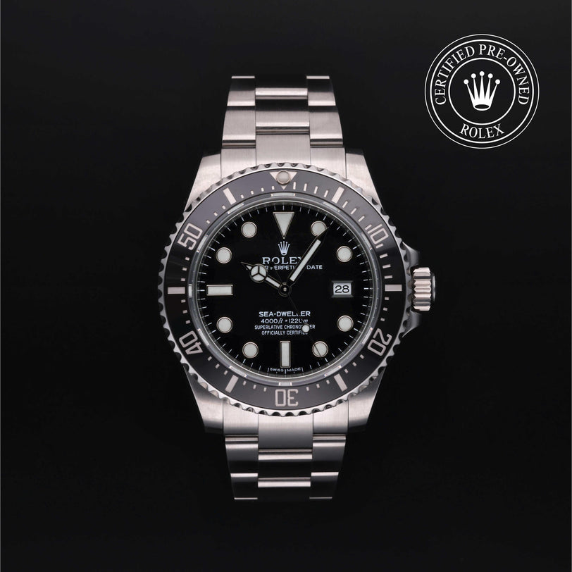 Rolex Certified Pre-owned Sea-Dweller M116600-0003 front on black background