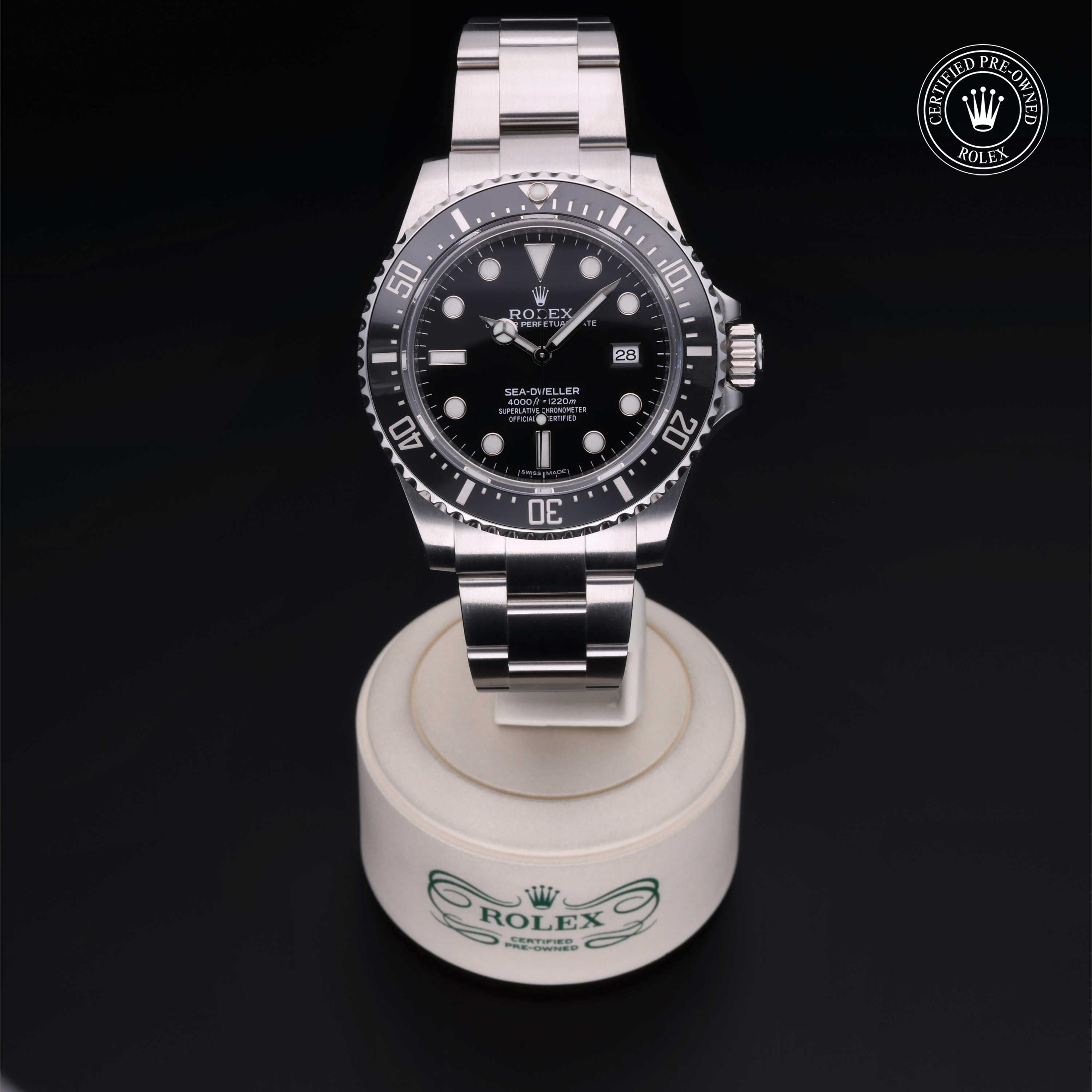 Rolex Certified Pre-owned Sea-Dweller M116600-0003 front on black background