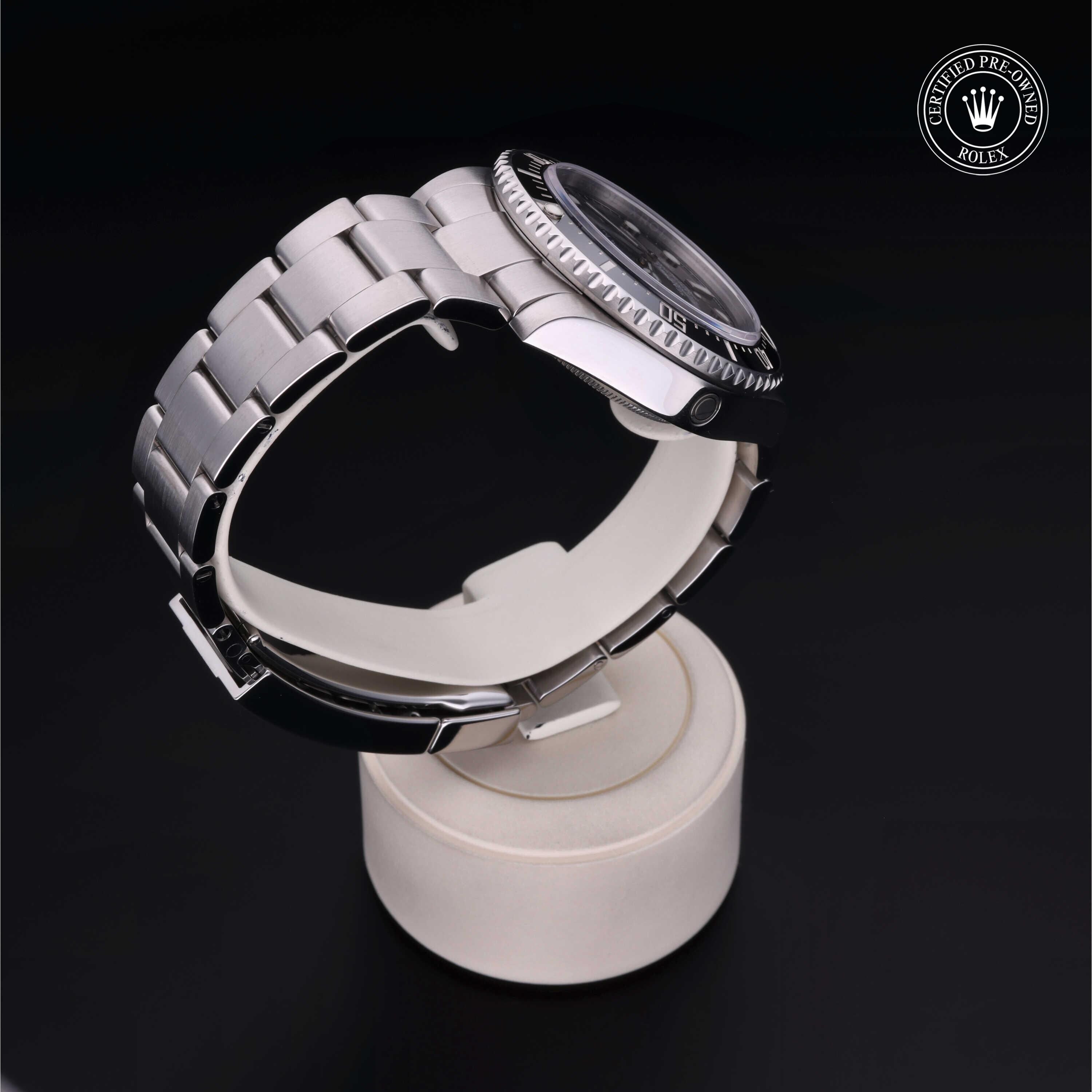 Rolex Certified Pre-owned Sea-Dweller M116600-0003 front on black background