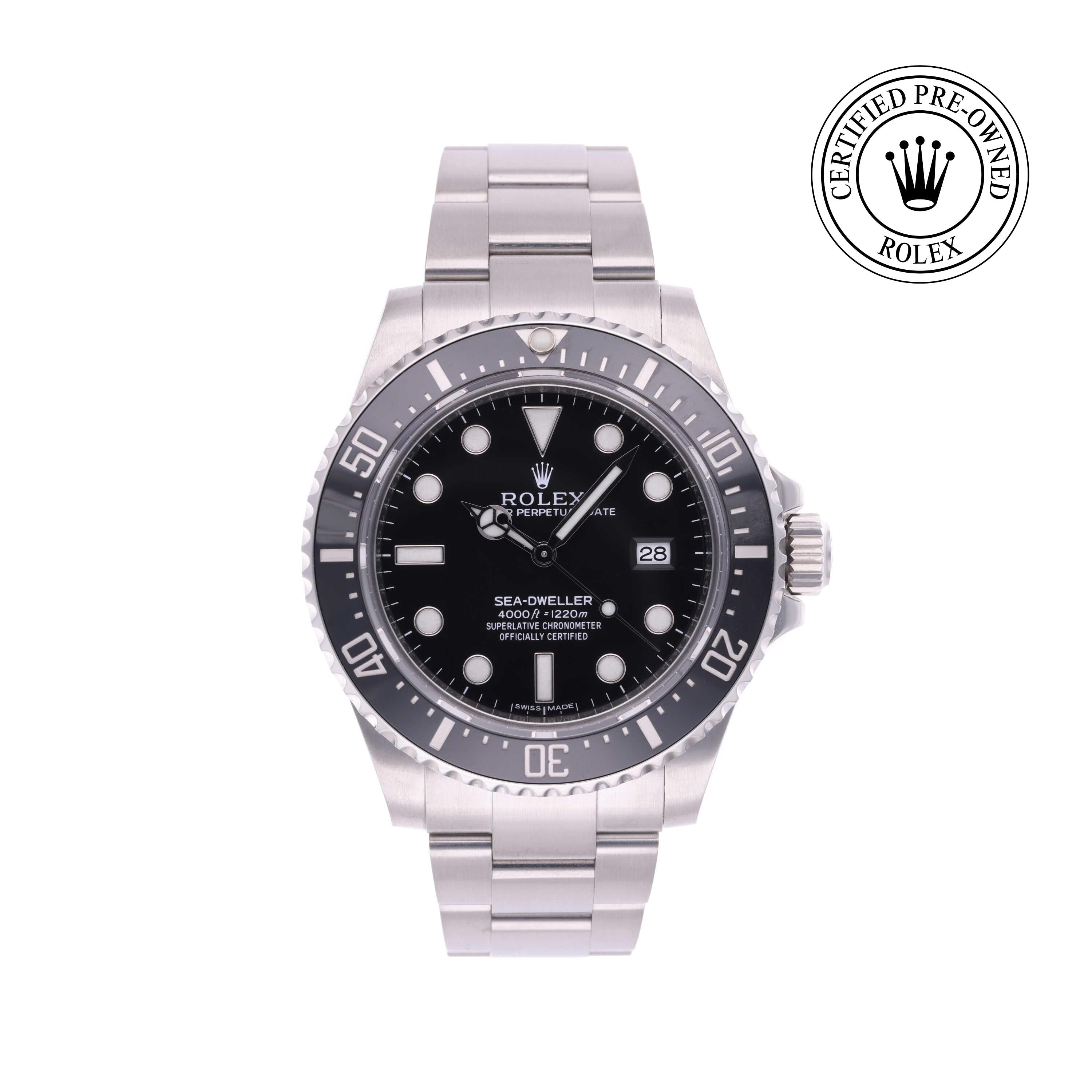 Rolex Certified Pre-owned Sea-Dweller M116600-0003 front on white background