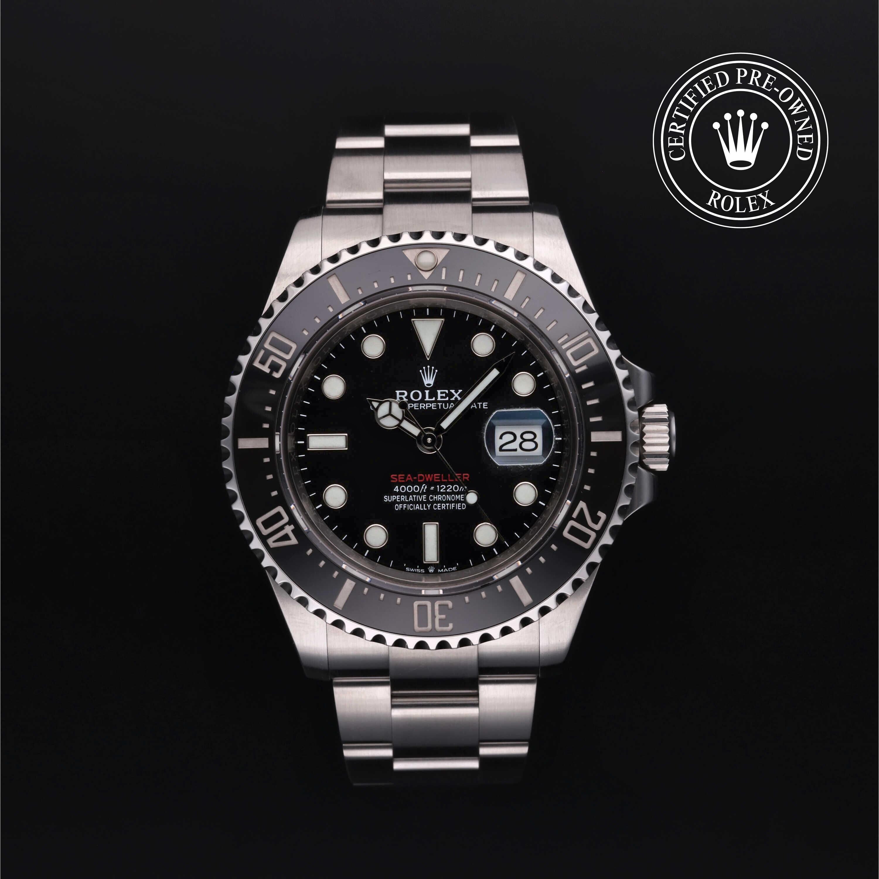 Rolex Certified Pre-owned Sea-Dweller M126600-0001 front on black background