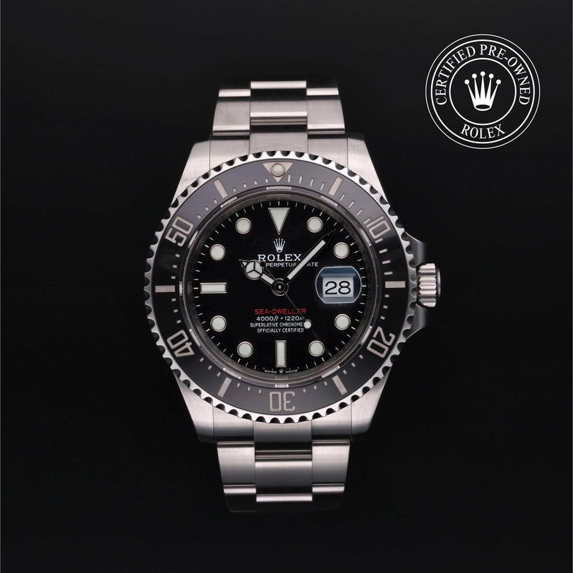 Rolex Certified Pre-owned Sea-Dweller M126600-0001 front on black background
