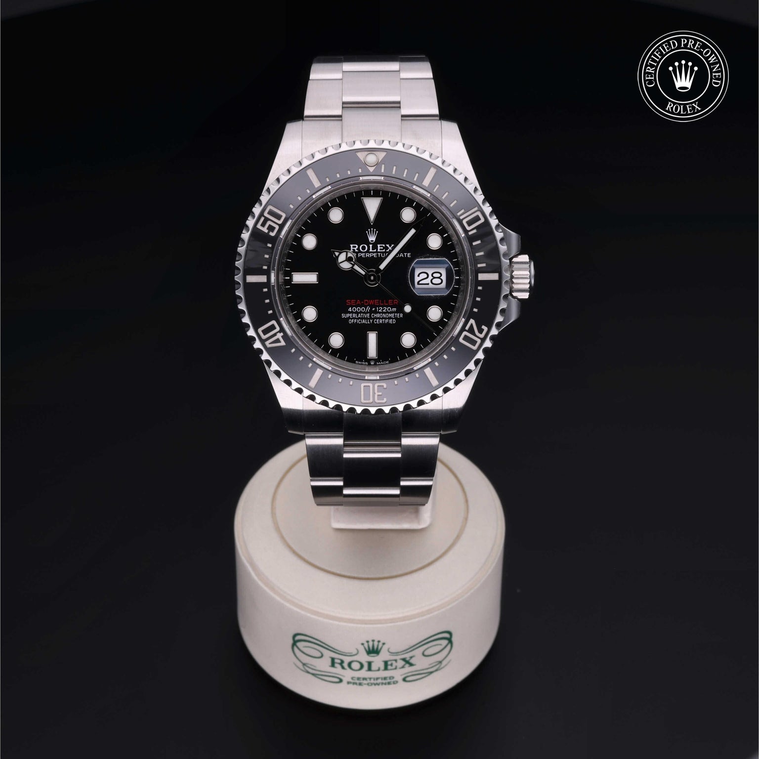 Rolex Certified Pre-owned Sea-Dweller M126600-0001 front on black background