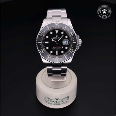 Rolex Certified Pre-owned Sea-Dweller M126600-0001 front on black background