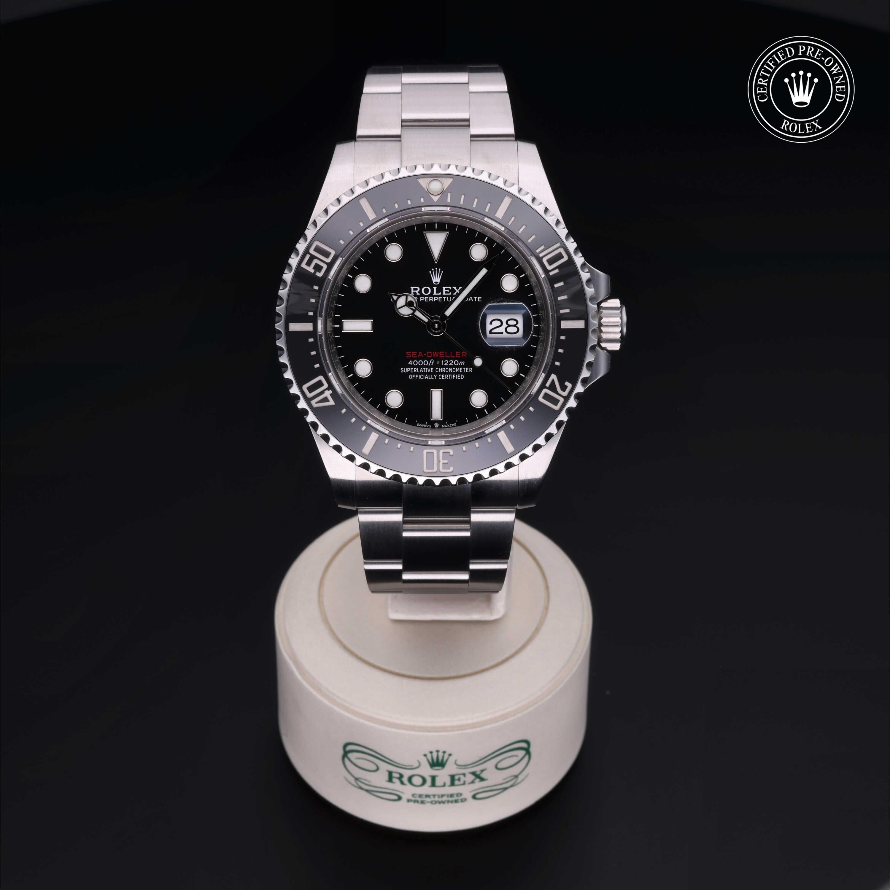 Rolex Certified Pre-owned Sea-Dweller M126600-0001 front on black background