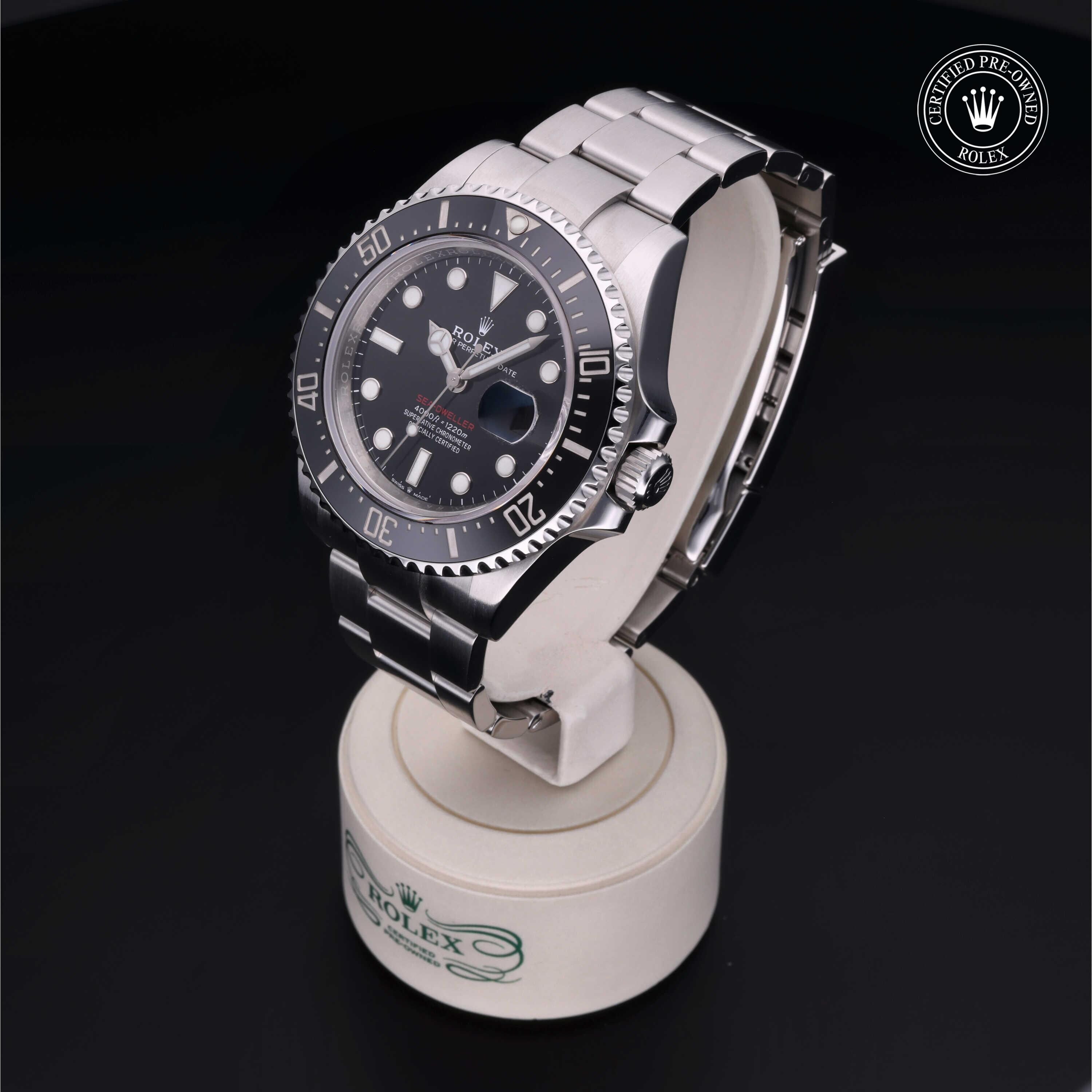Rolex Certified Pre-owned Sea-Dweller M126600-0001 front on black background