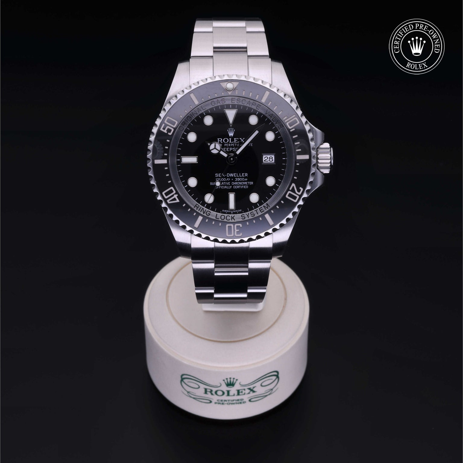 Rolex Certified Pre-owned Sea-Dweller M116660-0001 front on black background