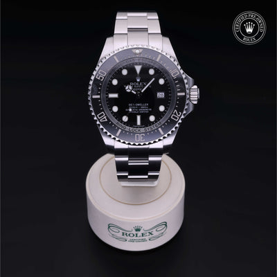 Rolex Certified Pre-owned Sea-Dweller M116660-0001 front on black background