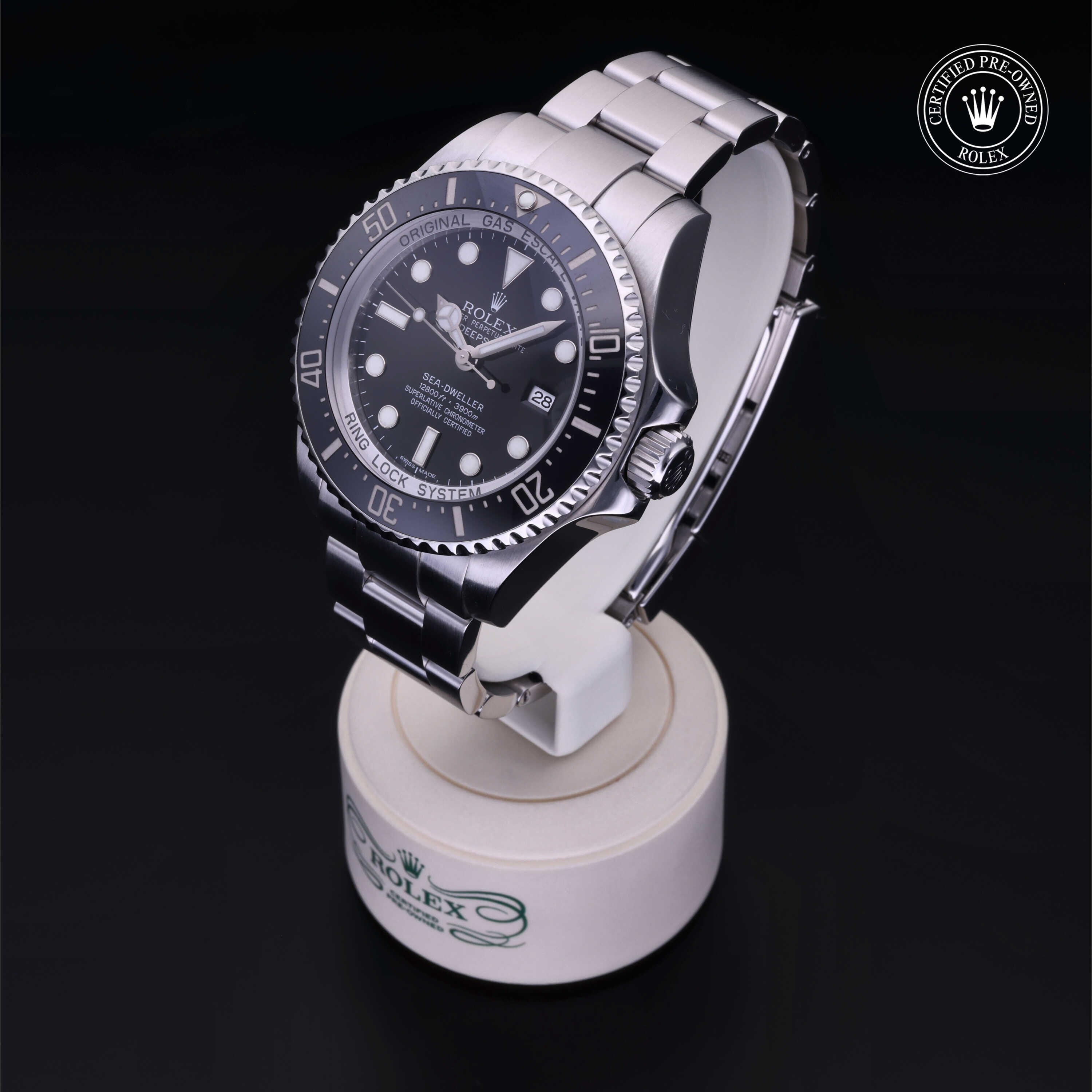 Rolex Certified Pre-owned Sea-Dweller M116660-0001 front on black background