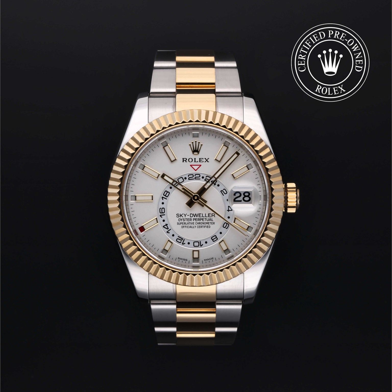 Rolex Certified Pre-owned Sky-Dweller M326933-0009 front on black background